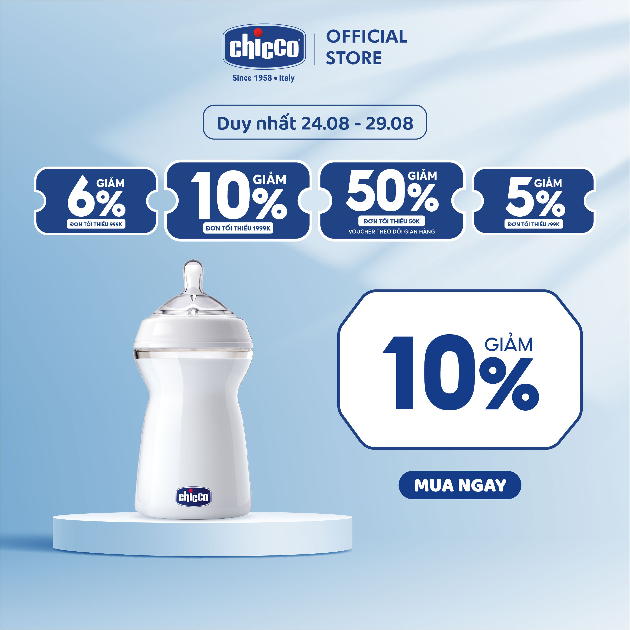 Bình sữa Natural Feeling 6M+ Chicco chảy nhanh 330ml