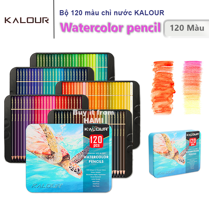 Bút chì màu nước 120 màu kalour hộp thiếc - kl120n