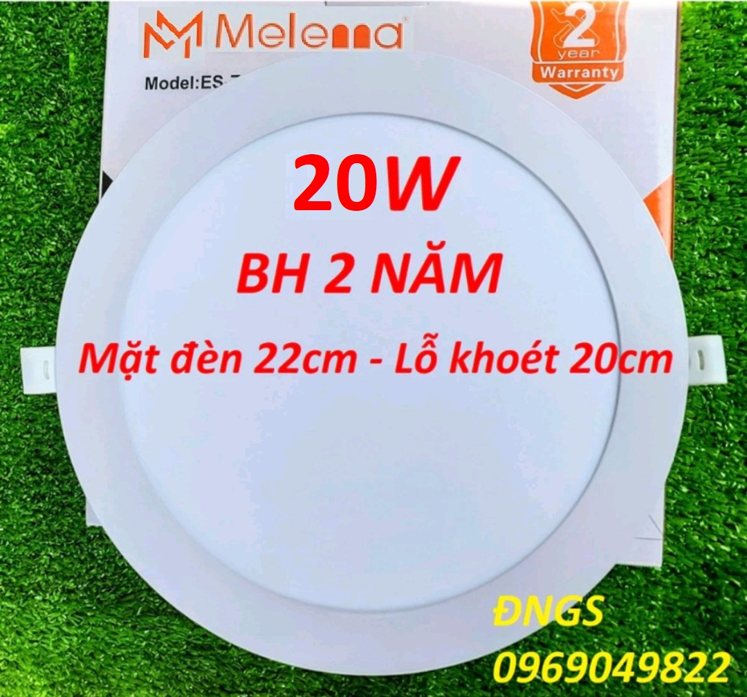 Đèn led âm trần loại to 20w melenna chính hãng, ánh sáng trắng, lỗ khoét trần 20cm