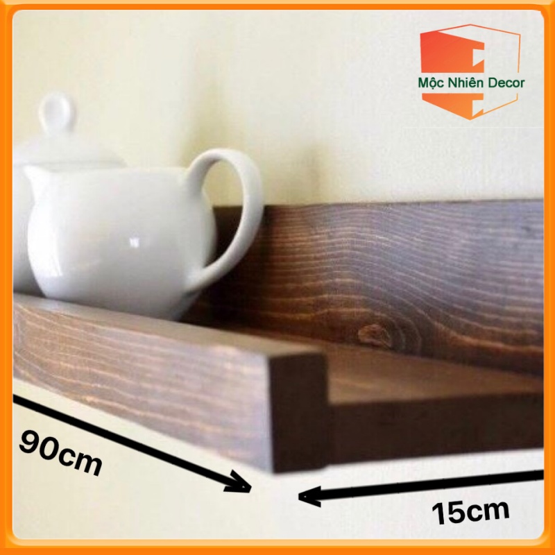 Kệ gỗ treo tường màu nâu kệ gỗ dài 80-120cm để khung ảnh quà lưu niệm đồ dùng cá nhân mn-09