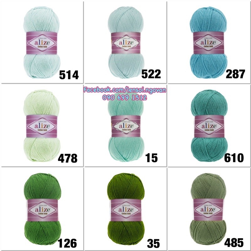 Combo 10 cuộn len Alize Cotton Gold Thổ Nhĩ Kì