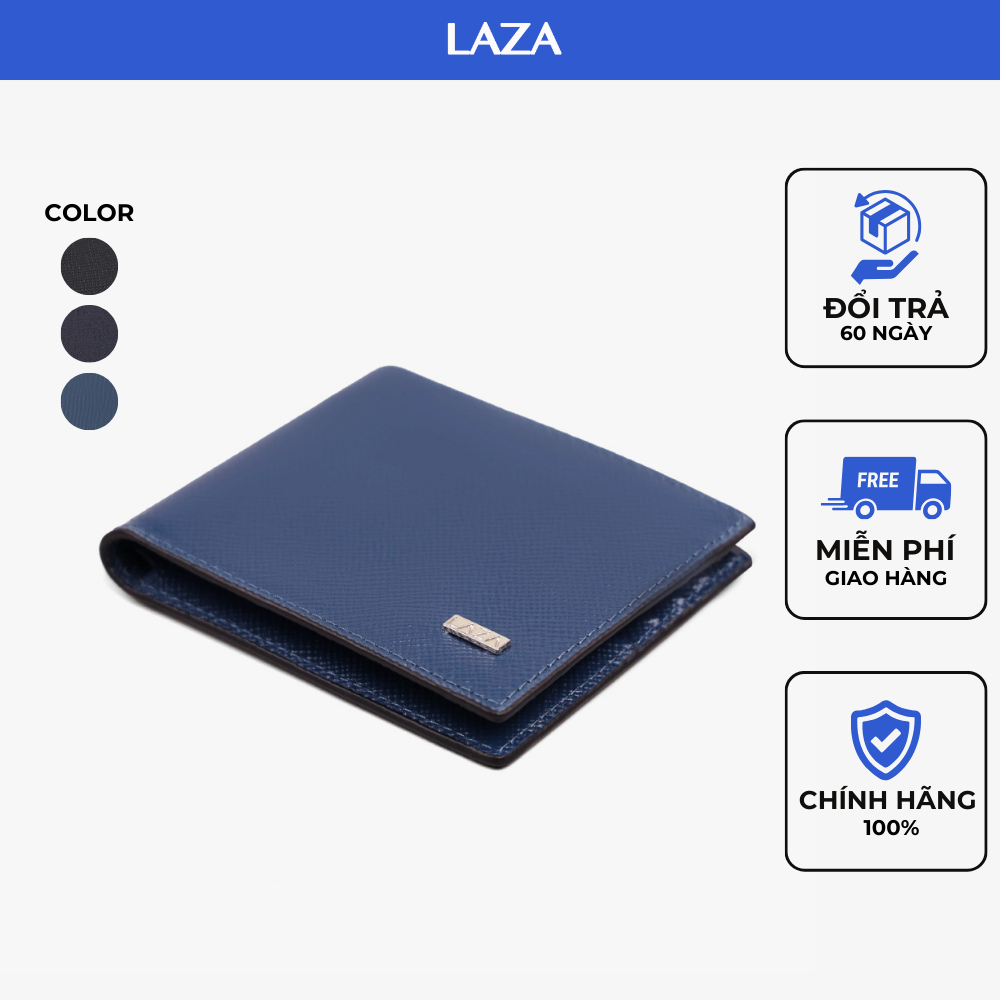 Bóp nam da bò Saffiano nhập khẩu Basic Wallet 570 - Bảo hành trọn đời - Thương hiệu LAZA (full box)