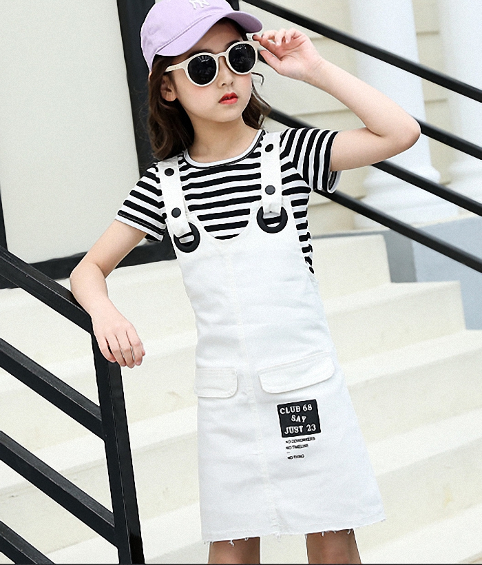 Bộ yếm và áo cotton cho bé gái từ 3 đến 14 tuổi -  BY06