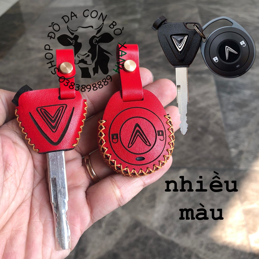 Bao Da Chìa Khoá Xe Điện Vinfast Klara, Remote Tìm Xe Chống Trộm Handmade Da