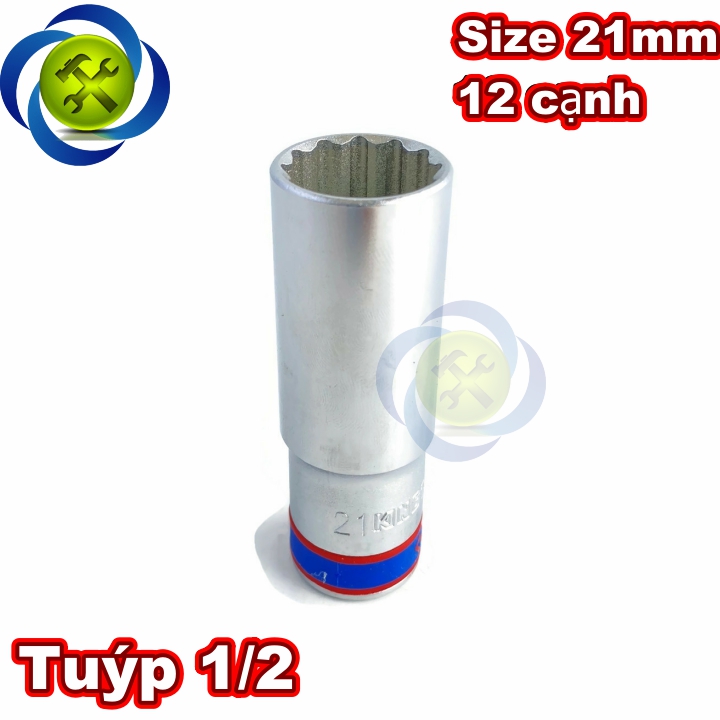 Tuýp 21mm 1/2 kingtony 423021m loại dài 12 cạnh màu trắng