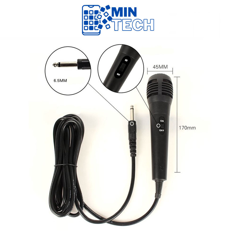 Micro hát karaoke có dây chân cắm 6.5mm, mic hát karaoke tại nhà