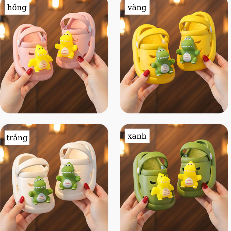 Dép khủng long siêu nhẹ cho bé,sục cross cho bé trai bé gái chống trơn trượt từ 1 đến 5 tuổi