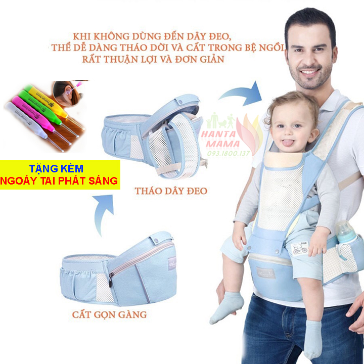 Địu em bé aixintu baby 4 tư thế cải tiến có ghế chống gù địu ngồi trẻ em