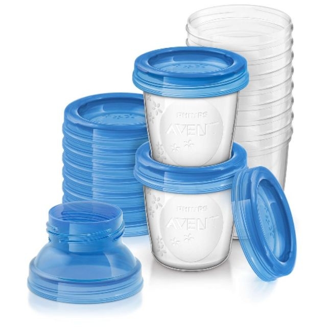 Cốc trữ sữa philips avent scf618/10 180ml .bộ 10 cốc kèm cổ nối