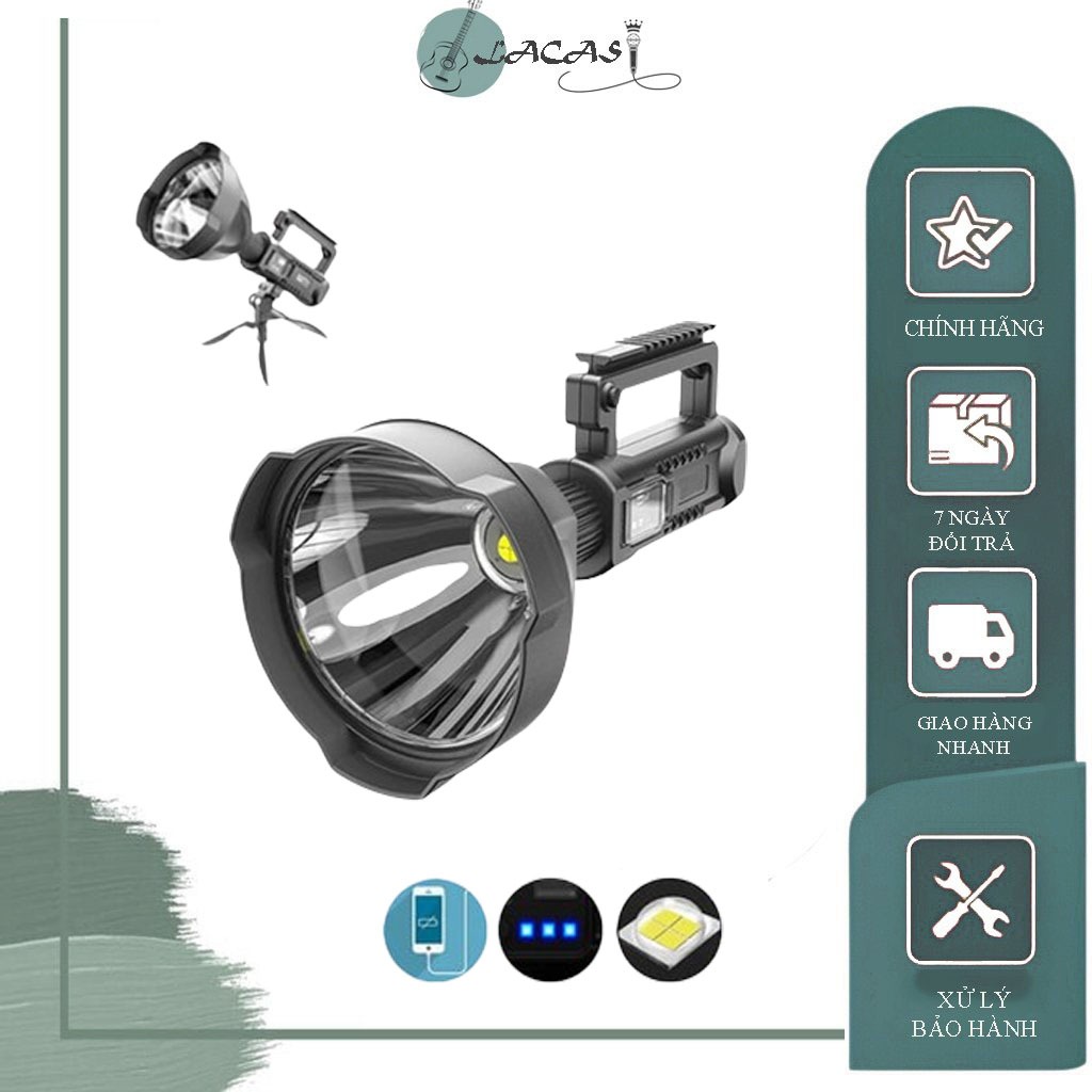 Đèn pin w591 chiếu xa 500m bóng xhp70, có chân đế hỗ trợ cố định hướng chiếu đèn, có 4 chế độ