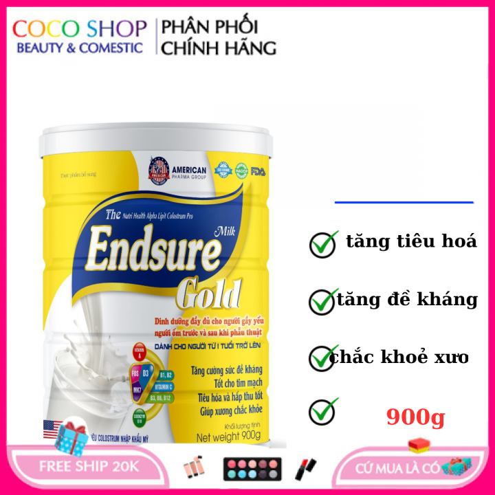 Sữa bột Endsure gold tăng cường sức đề kháng, tốt cho tim mạch, hấp thu phục hồi sức khỏe – Hũ 400g/