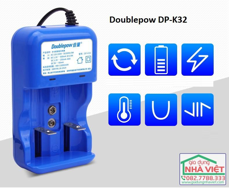 Sạc pin đa năng DP-K32 Doublepow sạc pin đại D, pin trung C, pin 9V