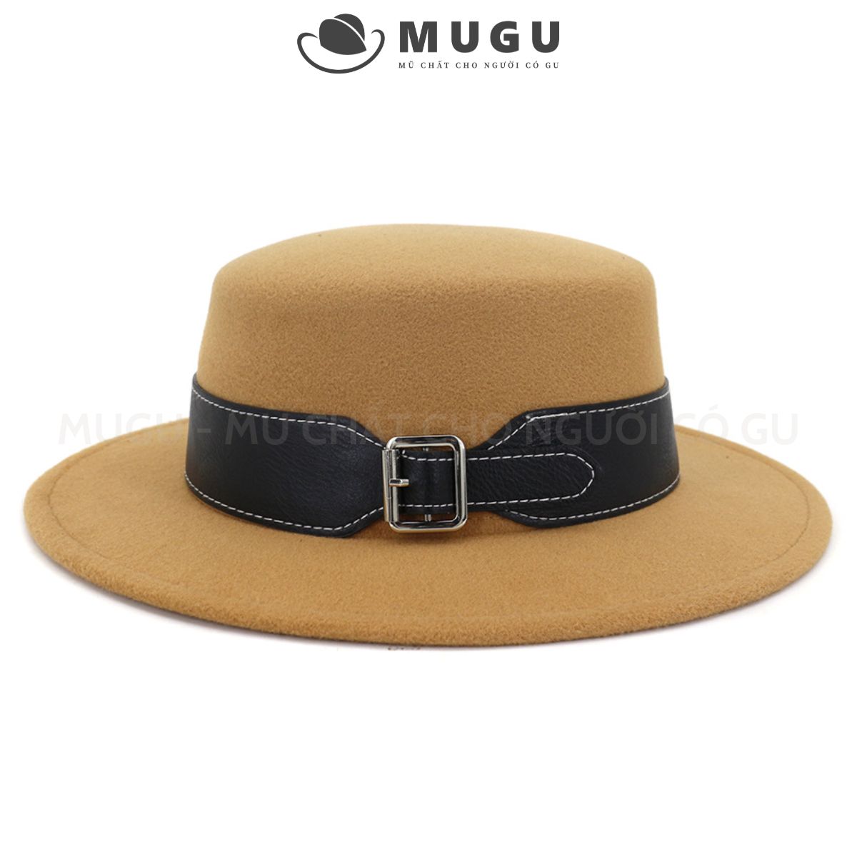 Mũ Phớt Nữ TN04 Boater Chóp Tròn Vành Ngắn Mugout - Nón Phớt Vintage Chụp Ảnh Chất Nỉ Cao Cấp | Mũ Chất