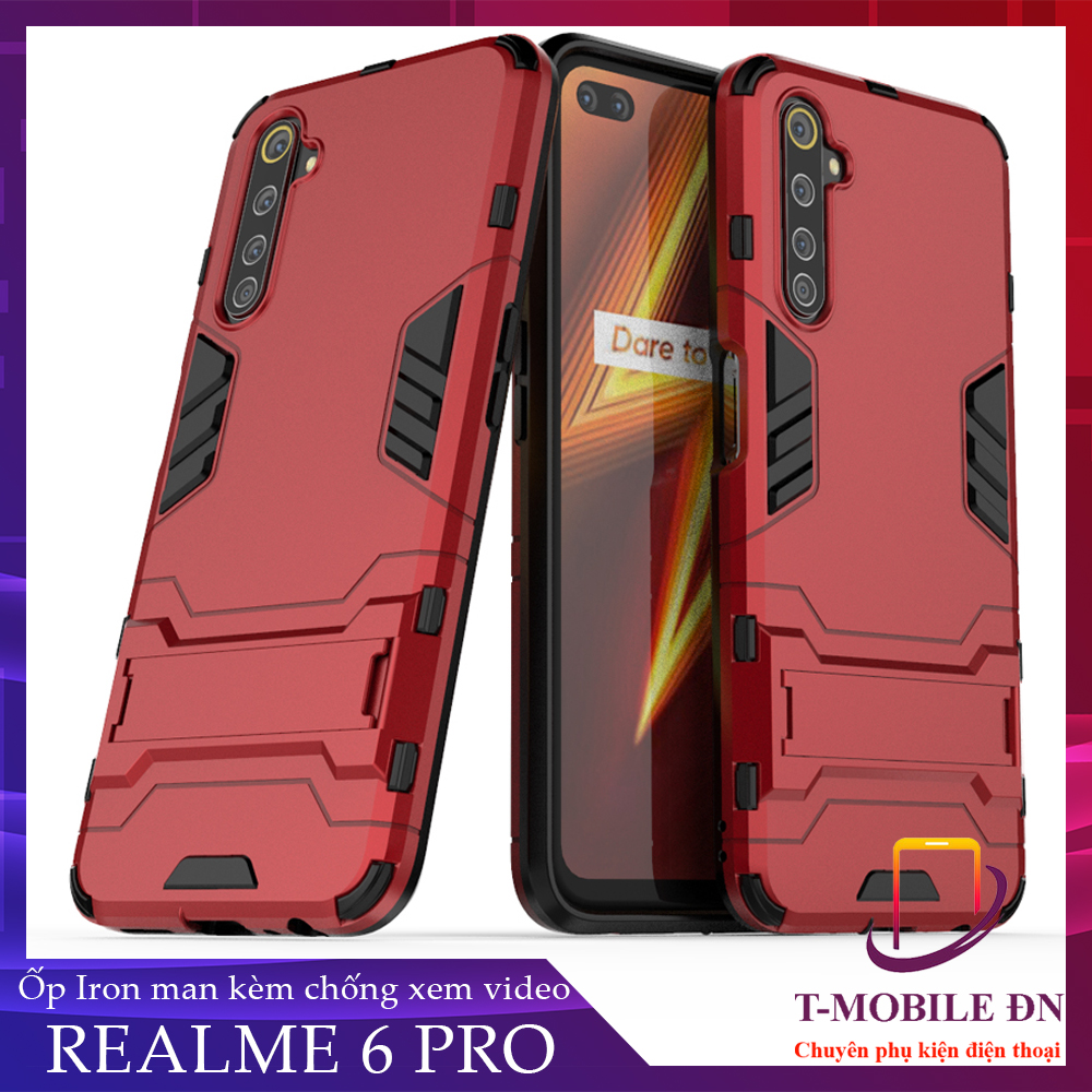 Ốp lưng Realme 6 Pro chống sốc iron man bảo vệ viền và camera kèm chống xem video tiện lợi
