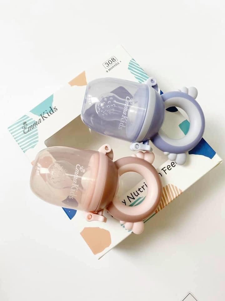 Túi nhai ăn dặm 3 núm silicon cao cấp chống hóc emma kids