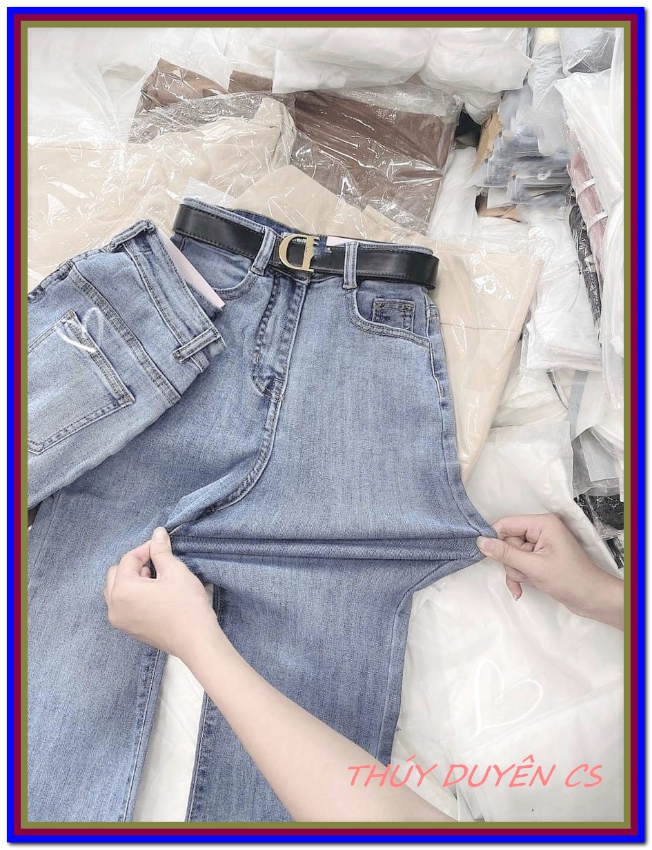 Quần jean nữ ỐNG LOE XANH NHẠT TUA LAI siêu xịn chất jean giãn siêu đẹp quần bò chẩn 1.1C quần bò nữ mẫu mới