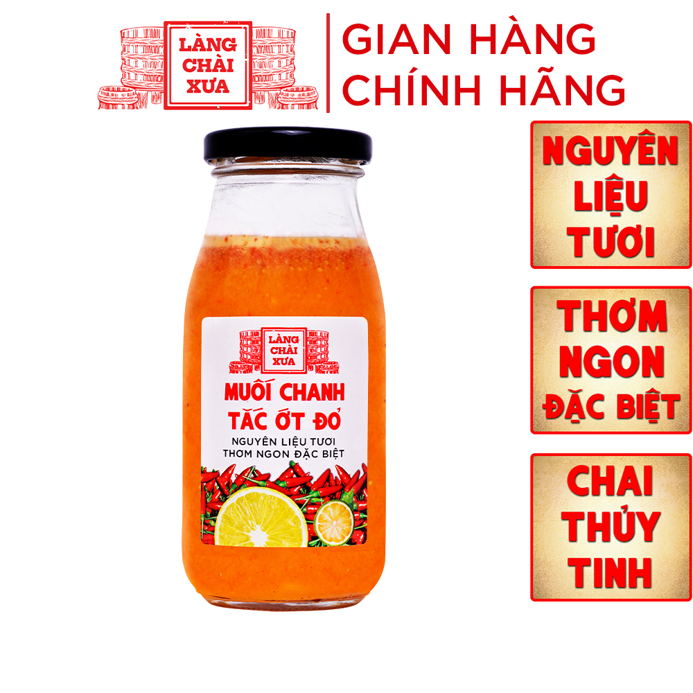 Muối ớt đỏ chanh tắc cao cấp Làng Chài Xưa, nguyên liệu tươi, thơm ngon đặc biệt, chai thủy tinh 300gr