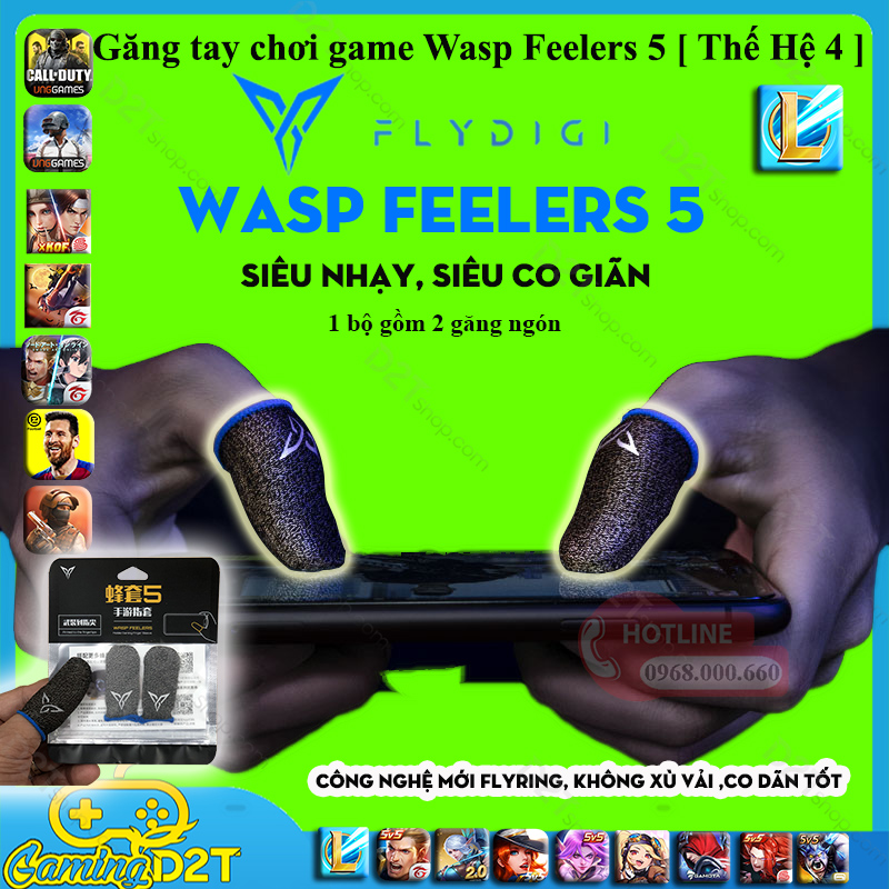 Flydigi Wasp Feelers 5 găng tay chơi game PUBG chống mồ hôi siêu nhạy siêu co dãn không xù vải