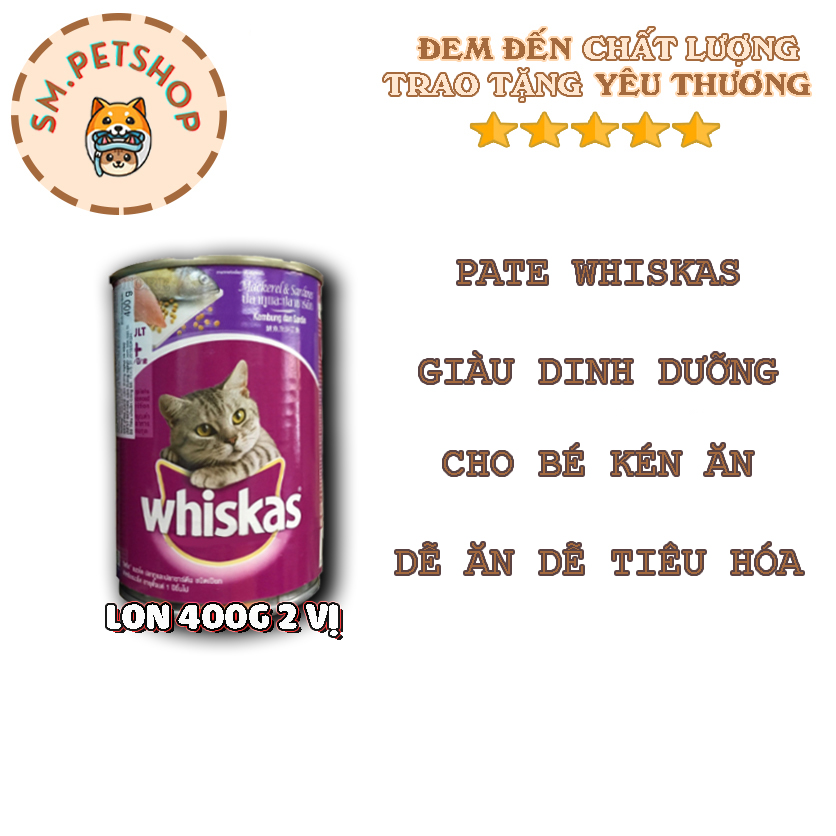 Pate whiskas lon 400g dành cho mèo