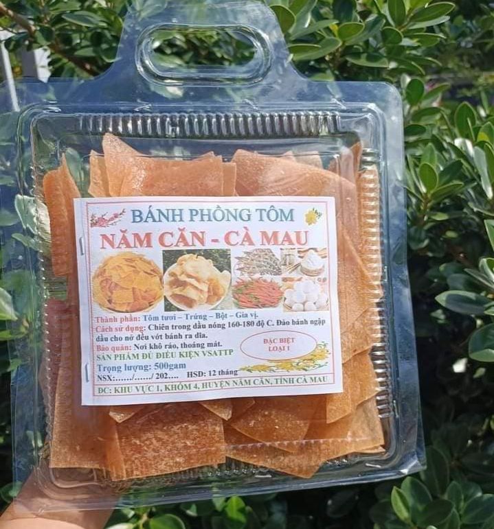 Combo 2 hộp 500g bánh phồng tôm năm căn cà mau - đặc sản cà mau- đồ ăn vặt