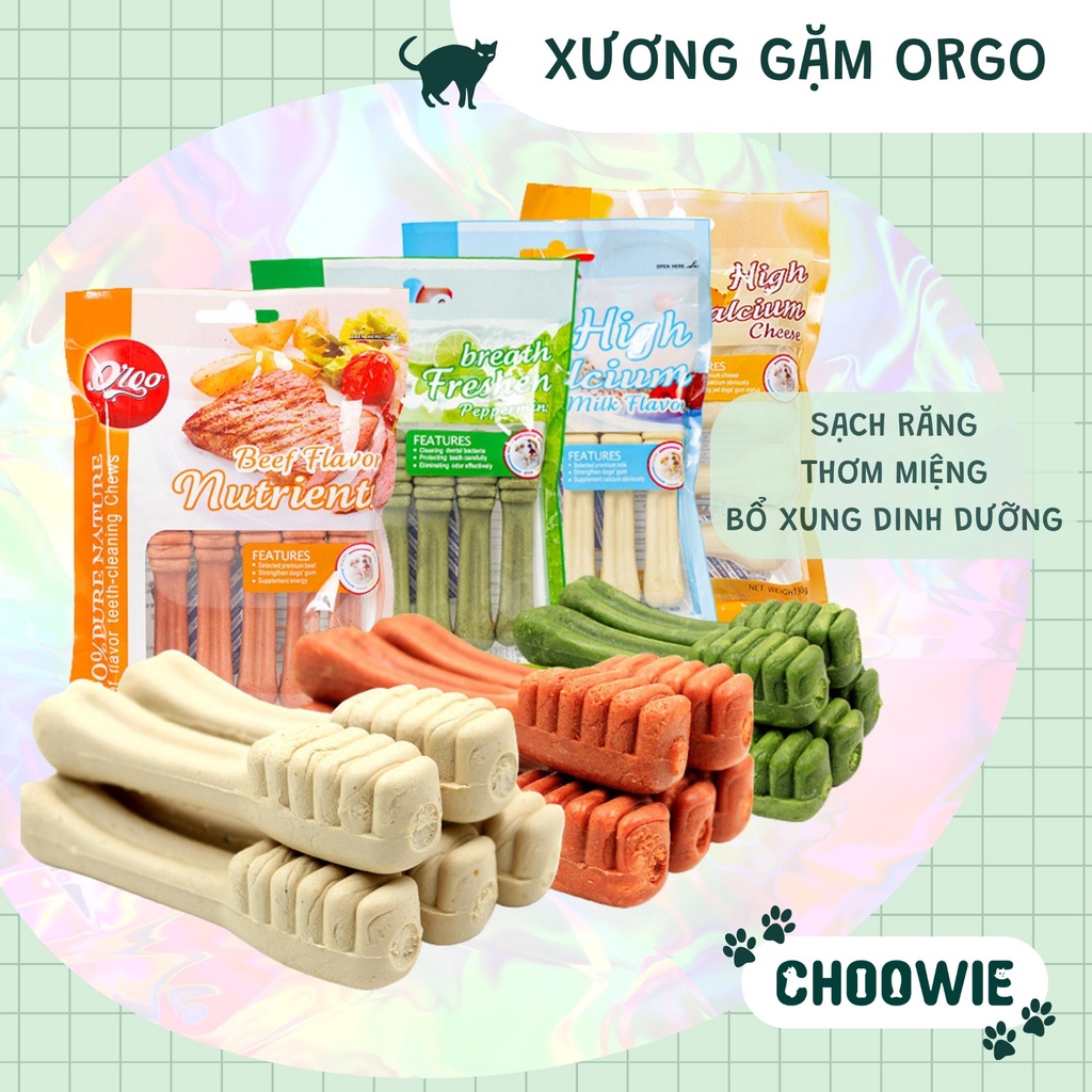Xương gặm sạch răng Orgo 90gr giúp sạch miệng | Bánh thưởng cho chó