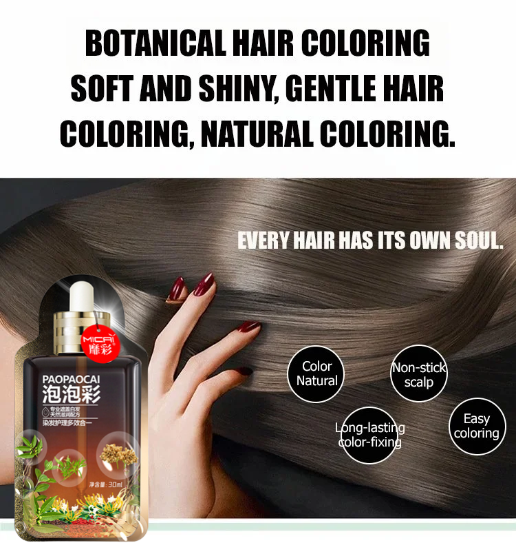 Bubble color hair dye, plant hair dye to cover gray hair, hair dye care two-in-one
