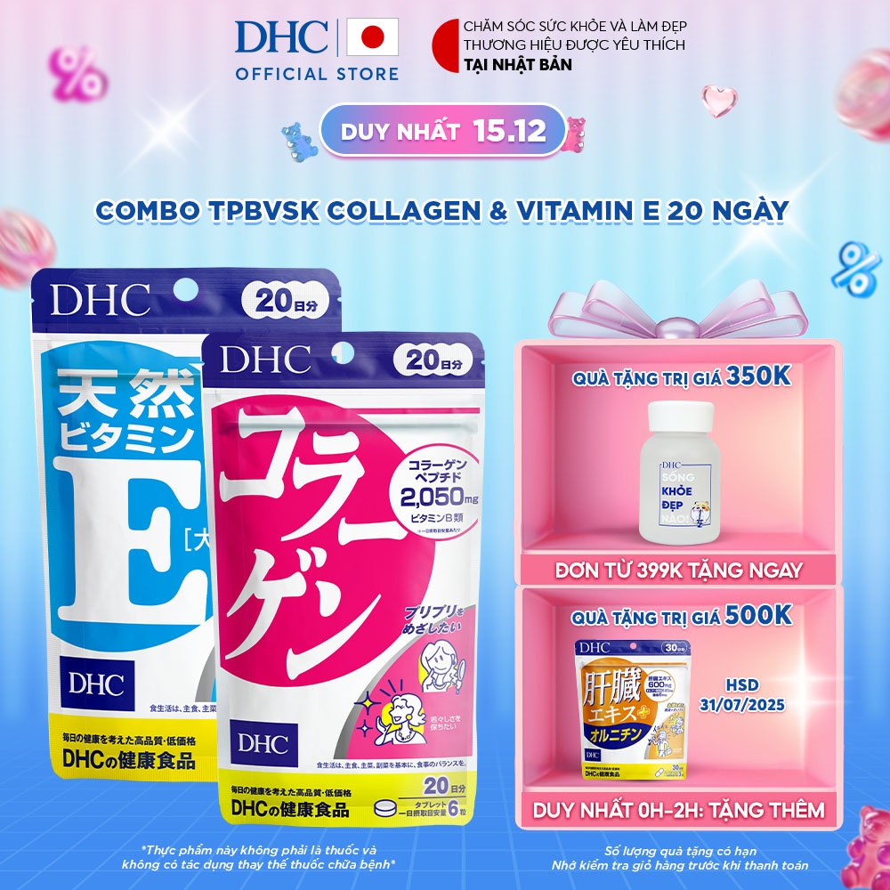 Combo TPBVSK DHC COLLAGEN (NEW) + Natural Vitamin E (soybean) 20 Ngày (Combo Viên uống DHC Vitamin E