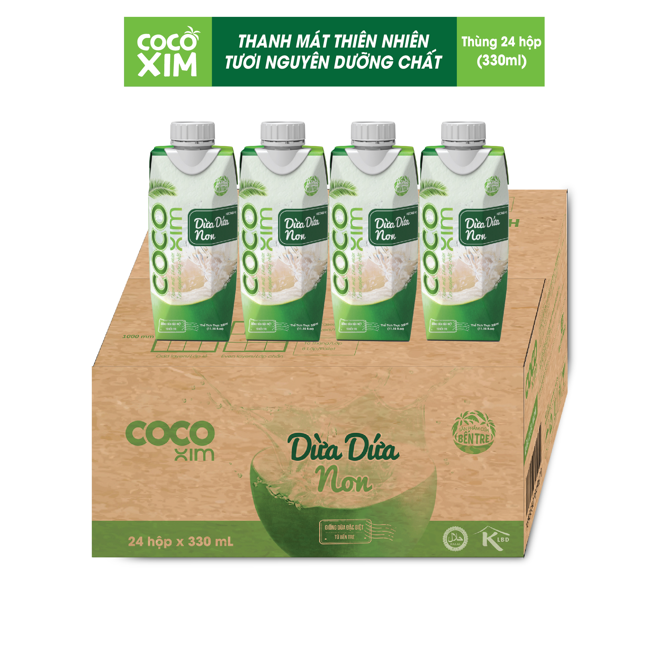Thùng 24 Hộp Nước dừa đóng hộp Cocoxim dừa dứa non 330ml