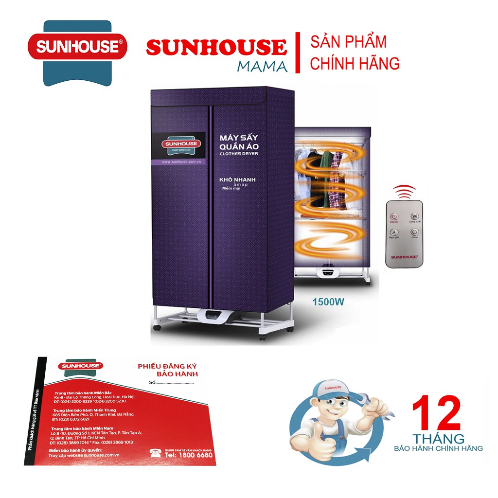 Tủ sấy quần áo sunhouse shd2707 - bảo hành 12 tháng chính hãng