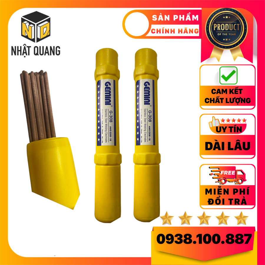 Que hàn inox kim tín 2mm, 2.5mm, 3.2mm | hộp 1 kg |