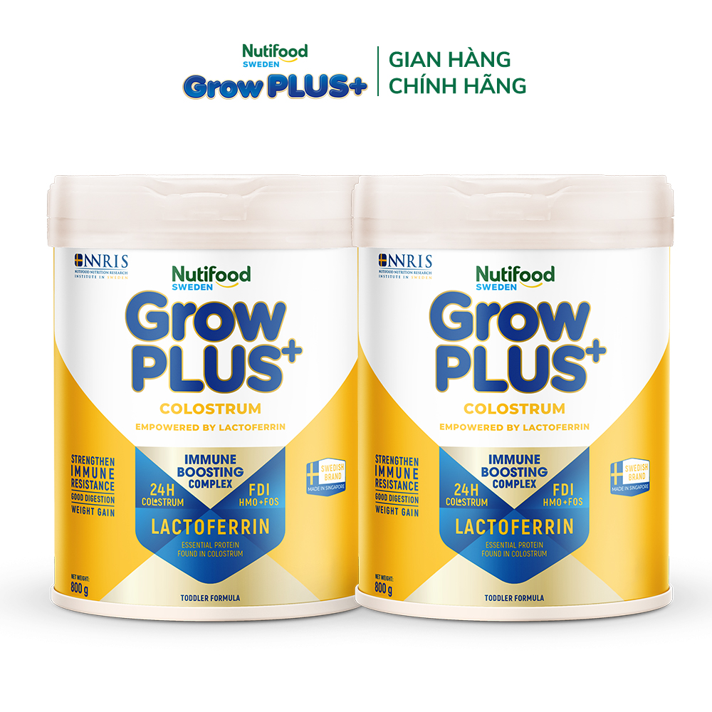 Combo 2 Sữa bột Nutifood Sweden GrowPLUS+ Colostrum Lactoferrin 800g