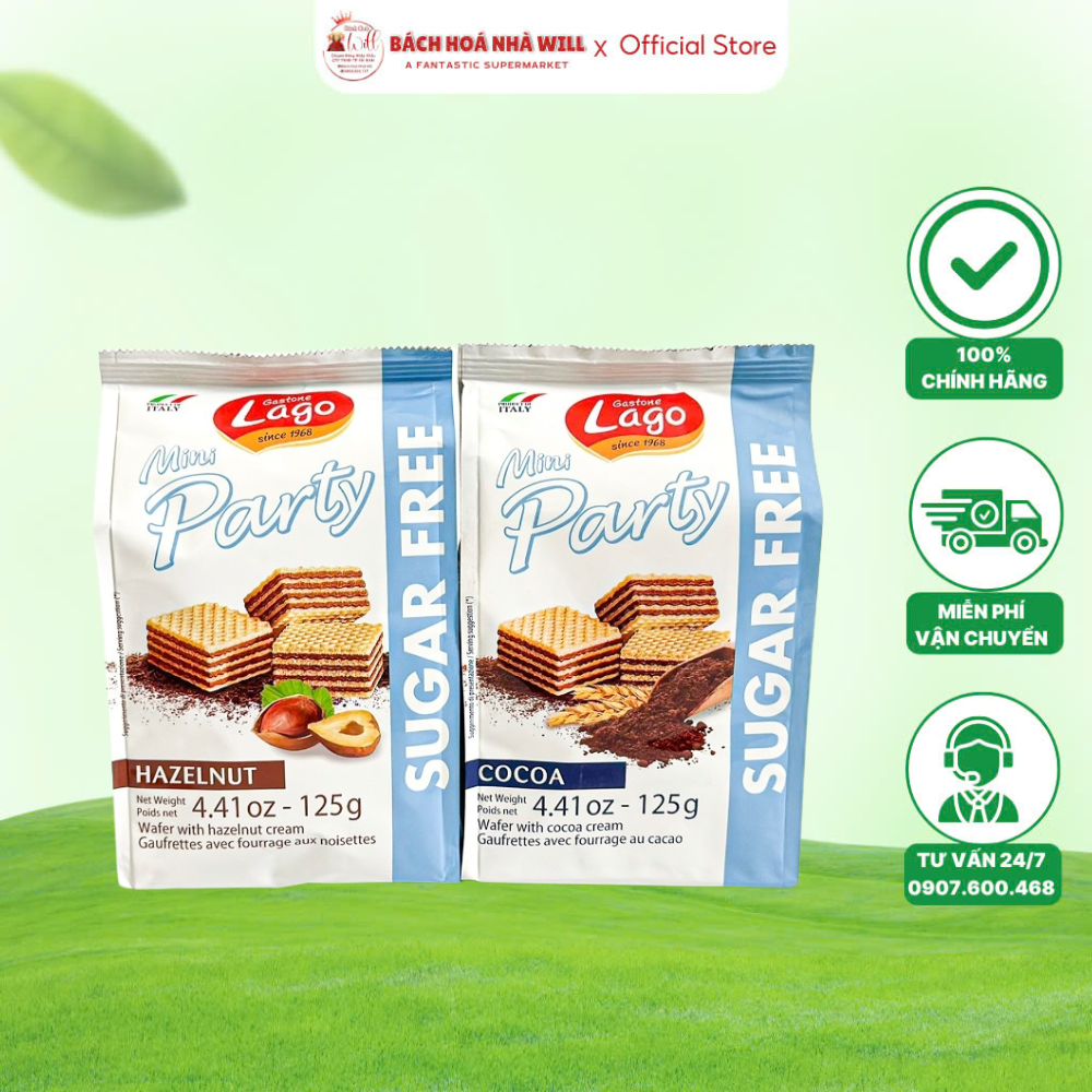 Bánh Xốp Lago Mini Party SUGAR FREE  Bánh Ăn Kiêng Gói 125g