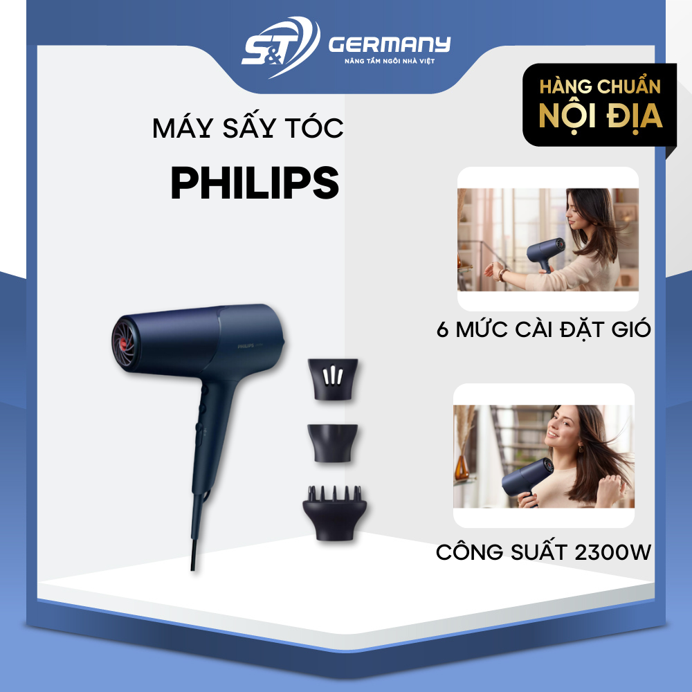 Máy sấy tóc Philips series 5000 BHD510/20 Nội Địa Đức 2300W (3 phụ kiện sấy tạo kiểu) đa năng GSTElectronic 210063