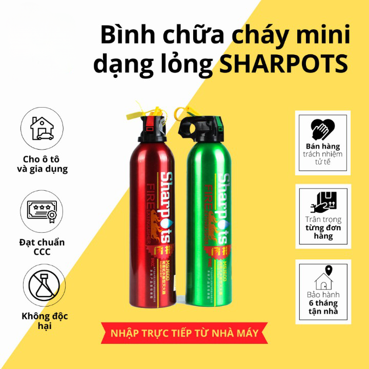 Bình Chữa Cháy Mini Sharpots Bình Cứu Hoả Dạng Lỏng Cho Ô Tô và Gia Dụng