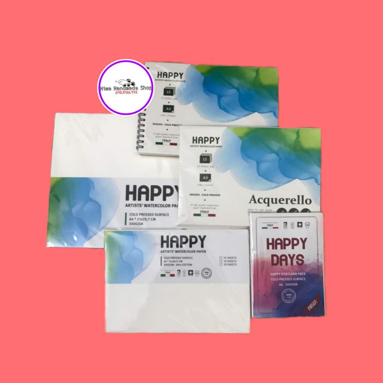 Giấy vẽ màu nước happy, giá rẻ, giấy vẽ chuyên nghiệp