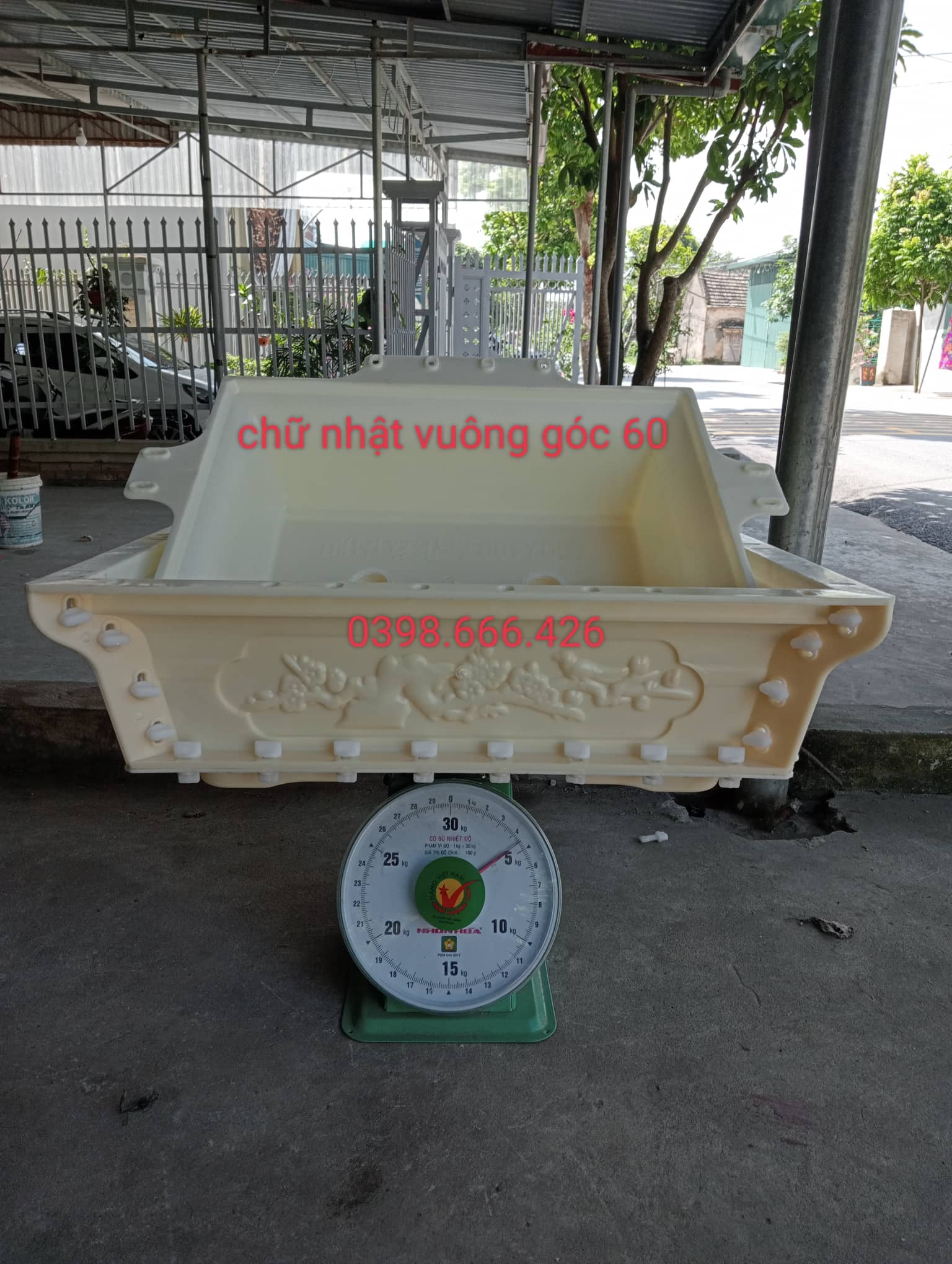 Khuôn đúc chậu cảnh chữ nhật 60 vuông góc nhựa ABS có lòng trong