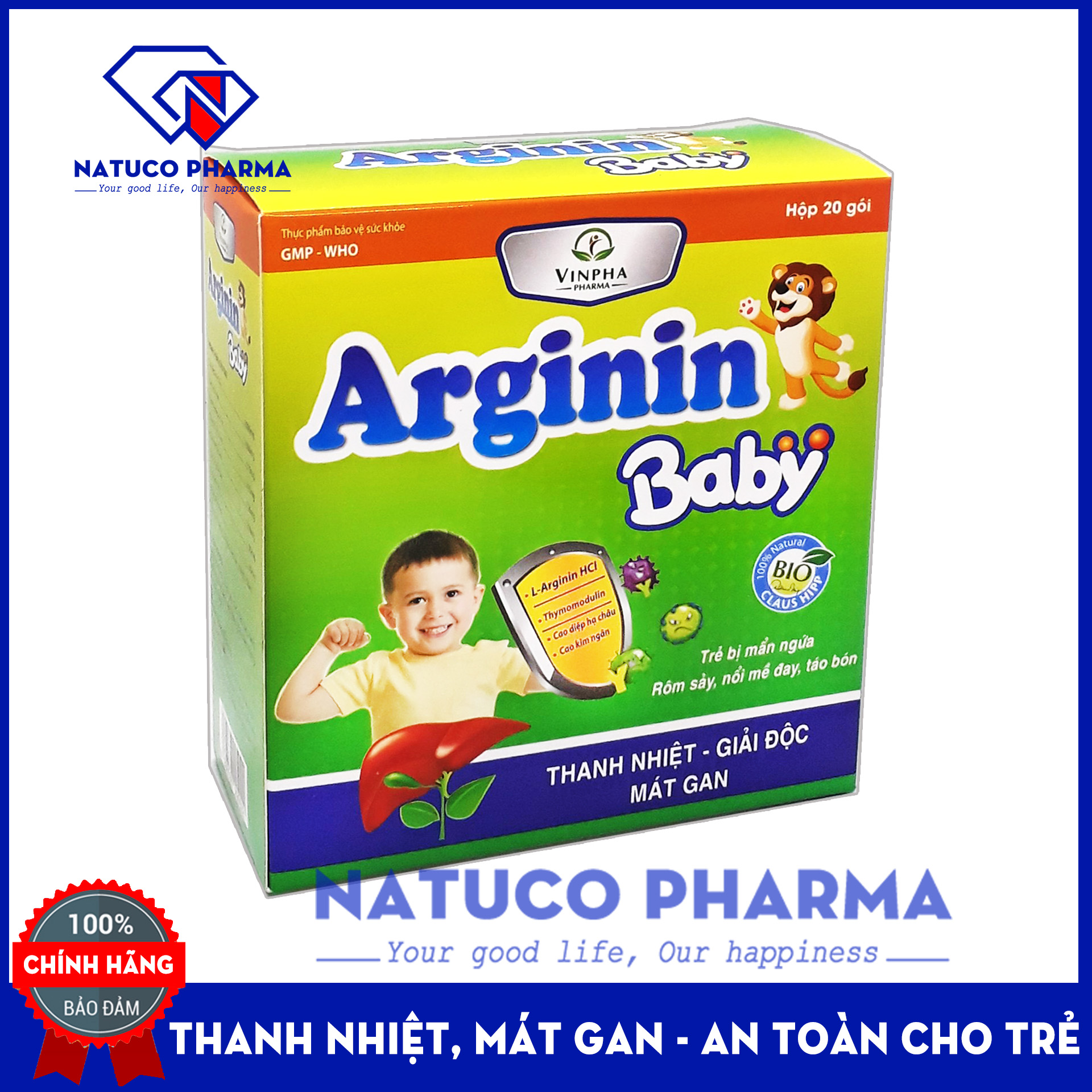 Siro Mát gan Arginin Baby thành phần thảo dược giúp giảm mụn nhọt, mẩn ngứa