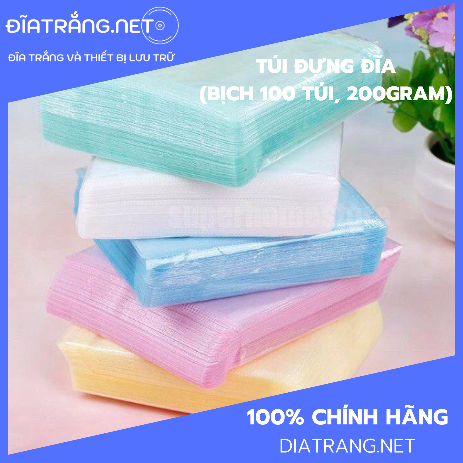 Bịch 100 túi xốp đựng đĩa cd dvd