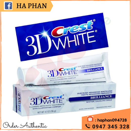 Kem đánh răng trắng răng Crest 3D White Brilliance 116g