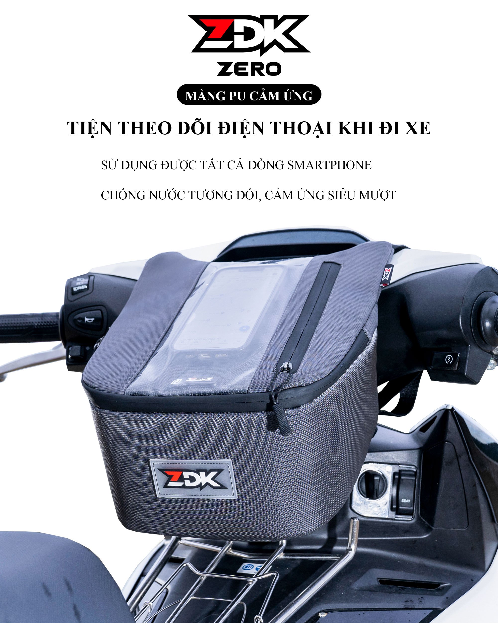 Túi chạy grab, túi grab treo đầu xe máy ZDK ZERO đựng điện thoại cảm ứng
