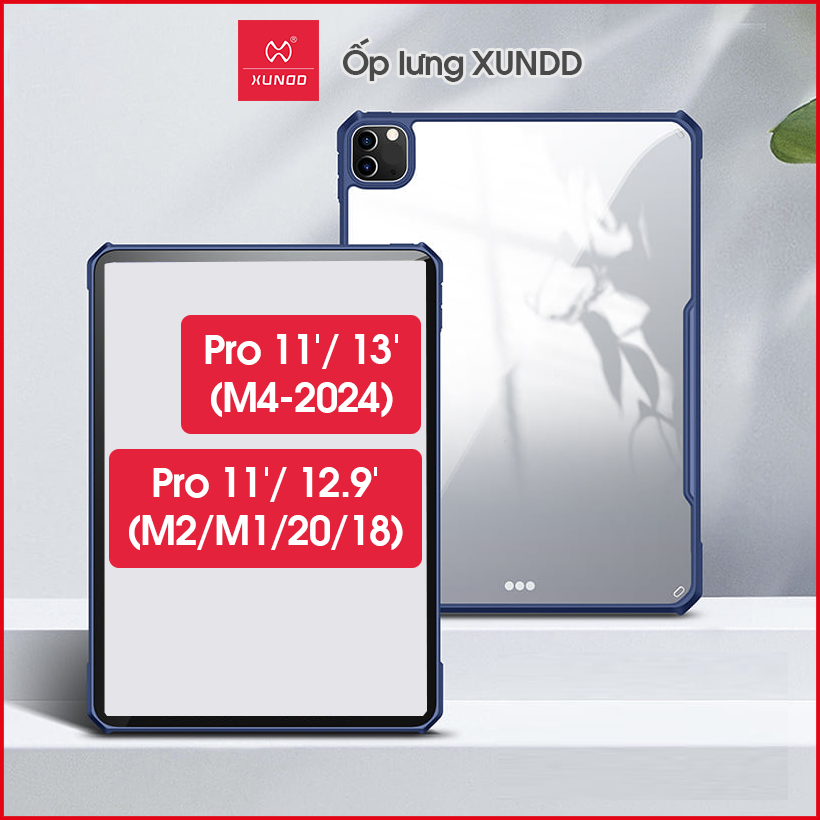 [Hỏa Tốc HCM] Ốp lưng XUNDD iPad Pro 11/ 13 inch (M4-2024)/ Pro 11/ 12.9 inch (M2-2022/M1-2021/2020/2018) (BEETLE SERIES) Chống shock, Mặt lưng trong, Viền TPU - Xanh