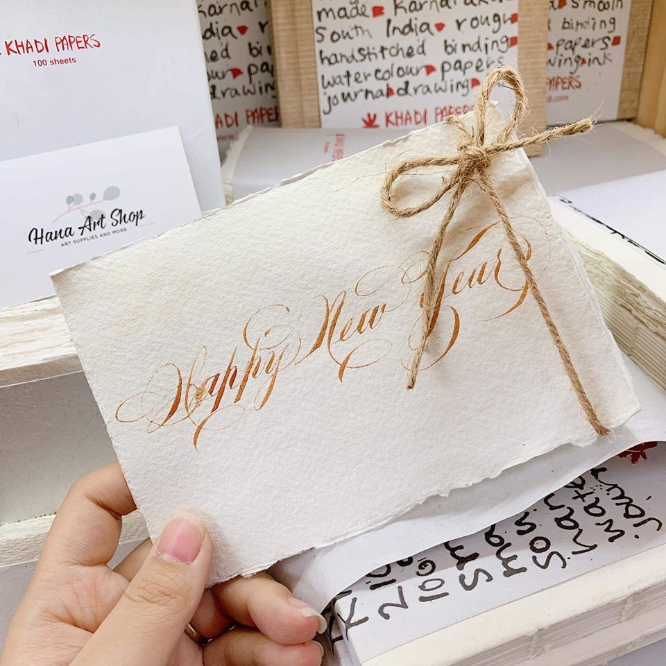 Giấy vẽ Handmade Khadi - Ấn Độ - Giấy vẽ màu nước