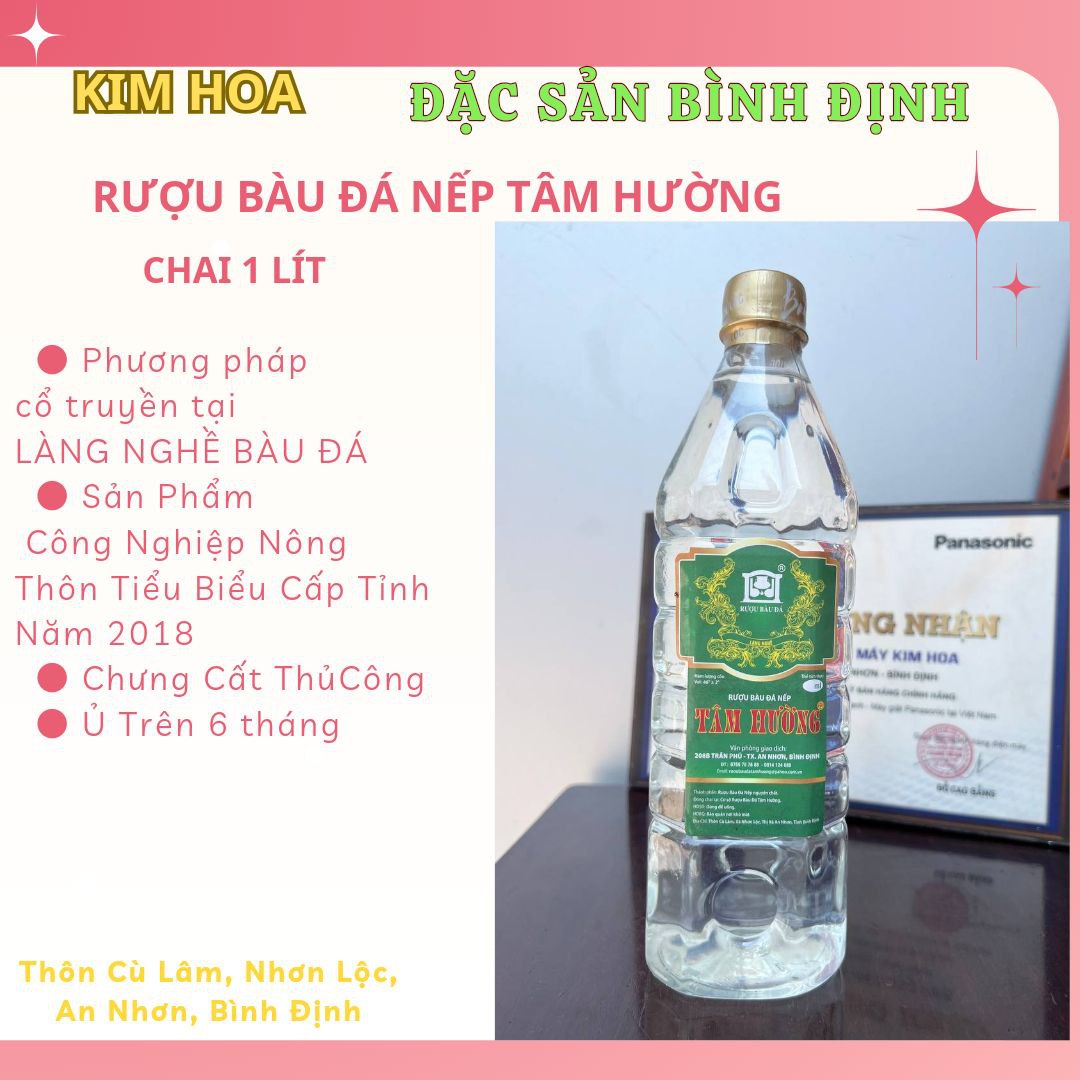 Rượu bàu đá NẾP- TÂM HƯỜNG 1 lít - Đặc sản Bình Định- Làng Nghề truyền thống BÀU ĐÁ, OCOP - rượu đậu xanh, rượu ngâm thuốc, quà tặng
