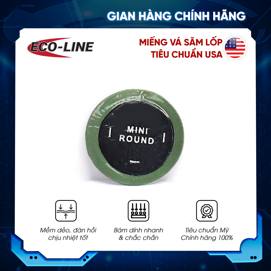 Hộp 50 miếng vá săm - Ecoline Mini Round tiêu chuẩn Mỹ