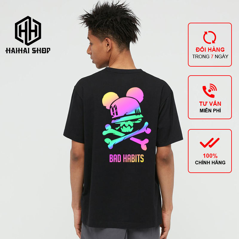 [HCM]Áo Thun Phản Quang BADhabits Cotton 75% Form Rộng Unisex Nam Nữ Rẻ Đẹp HaiHaiShop Ken T-Shirt.