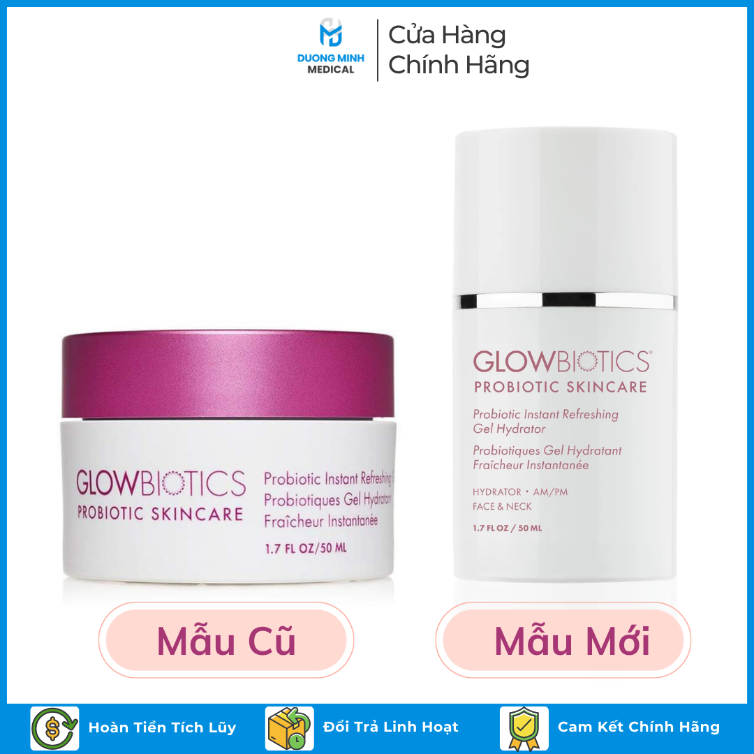 Gel Dưỡng Glowbiotics Cấp Ẩm Sâu, Giảm Mụn, Se Khít Lỗ Chân Lông, Phục Hồi Da Probiotic Instant Refreshing Gel Hồng Hydrator 50ml- Dương Minh Medical