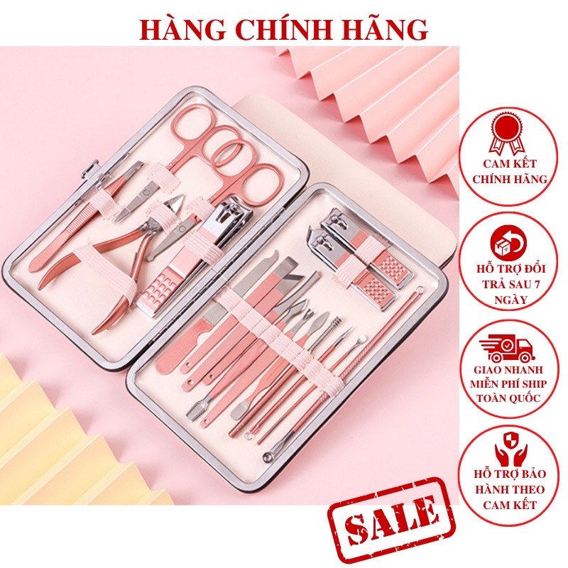 Bộ dụng cụ bấm móng tay 18 món - bộ cắt, bấm dũa móng tay - sét dụng cụ làm móng 3dm 18 chi tiết nail care cao cấp
