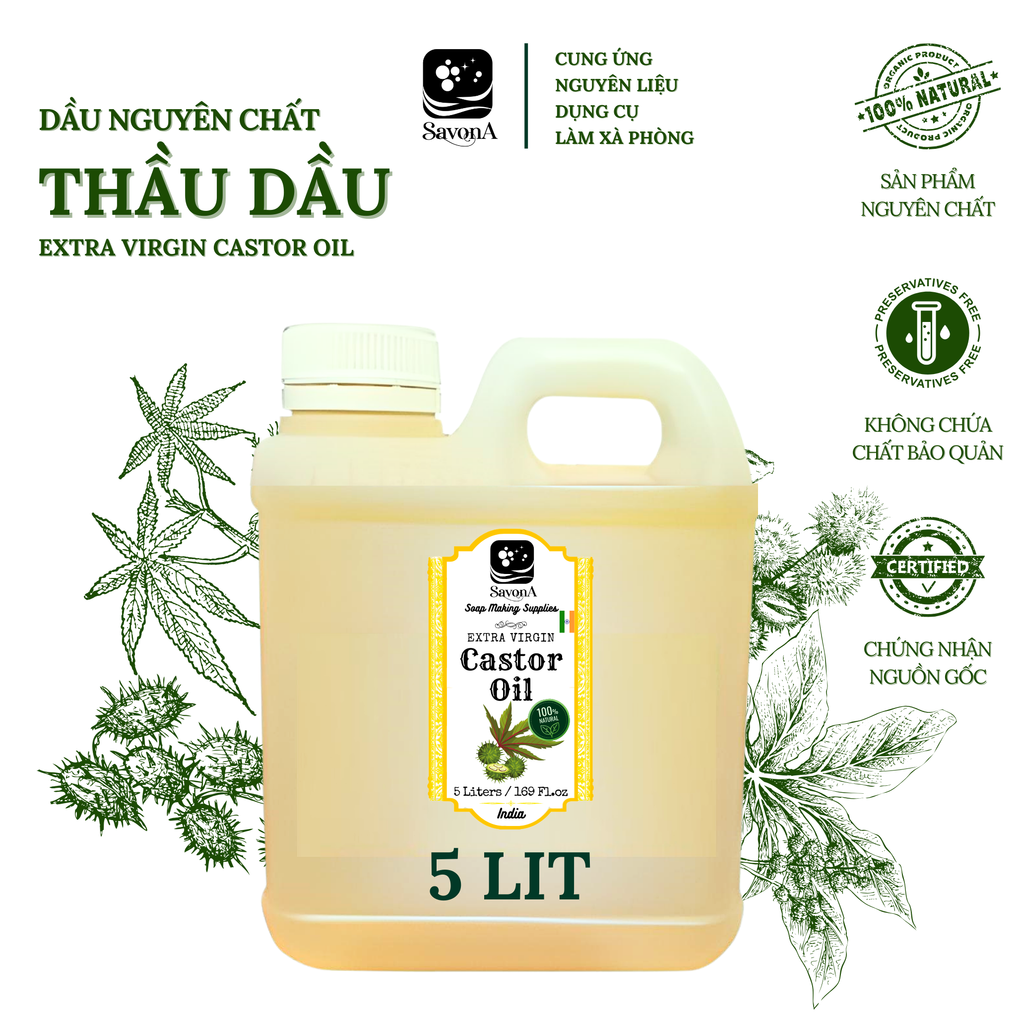 Sỉ dầu thầu dầu nguyên chất savona - savona castor oil