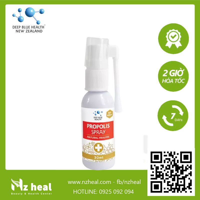 Xịt họng keo ong giảm ho, đau họng deep new zealand blue health propolis spray plus bif 40+