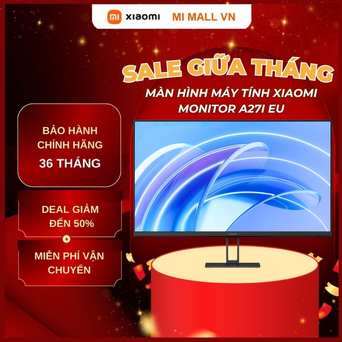 Màn Hình Máy Tính Xiaomi Monitor 27 inch/FullHD A27i ELA5345EU – Phiên Bản Quốc Tế, Bảo Hành Chính Hãng 36 Tháng